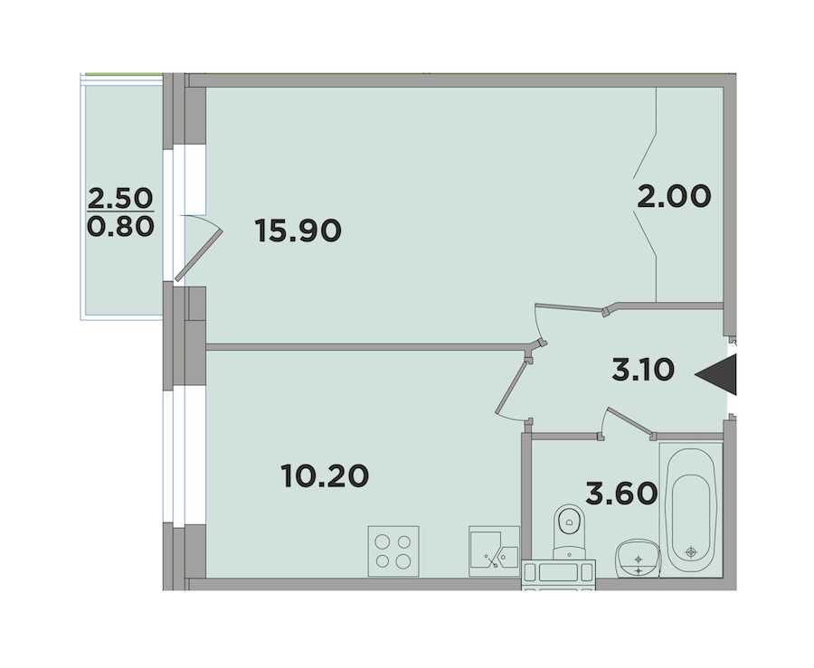 Однокомнатная квартира в : площадь 34.8 м2 , этаж: 3 - 4 – купить в Санкт-Петербурге